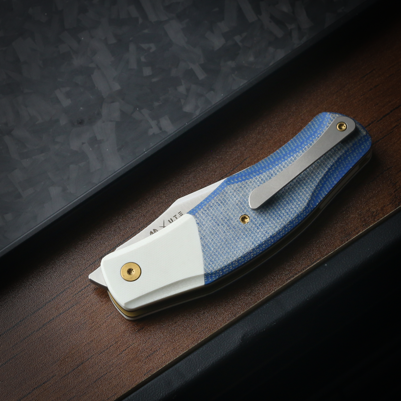 Old Fashioned  Blue Micarta White G10