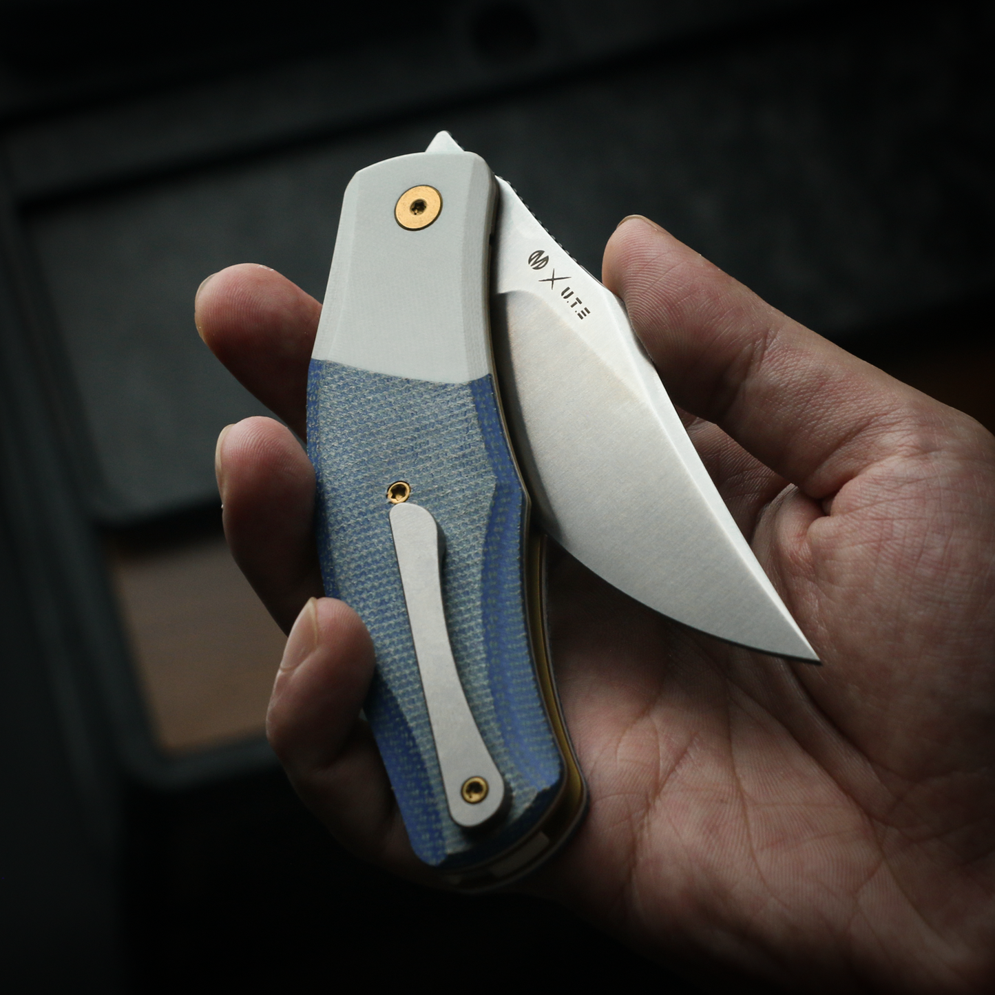 Old Fashioned  Blue Micarta White G10
